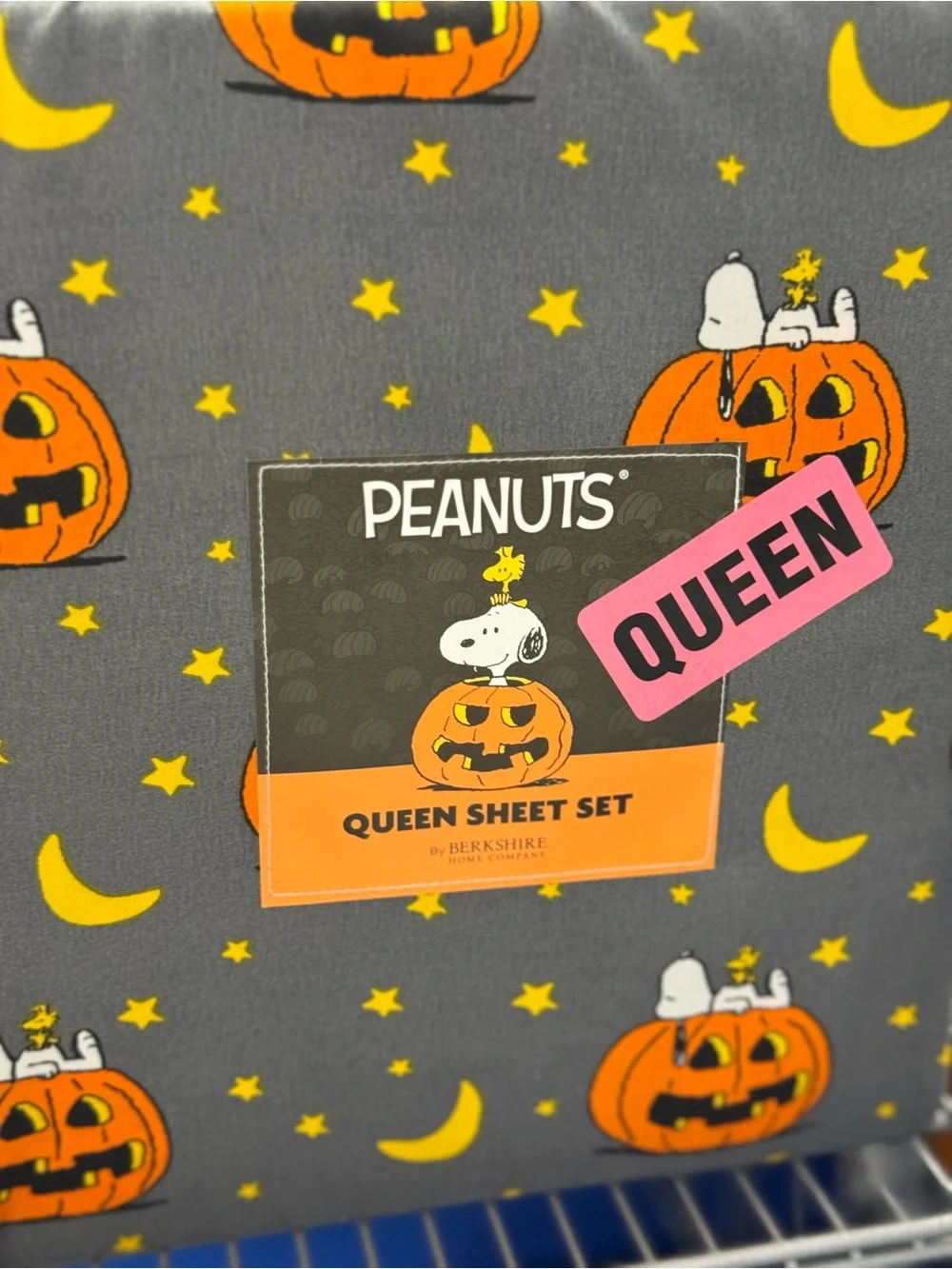 Peanuts Halloween Snoopy Pumpkin Sheet Set - Gray, Orange & Yellow